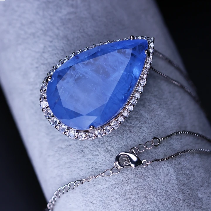 Ожерелье с кулоном в форме капель синей воды, ожерелье с кристаллами, кубическим цирконием, женское модное ожерелье fr, Женские Ювелирные изделия NFX0012502