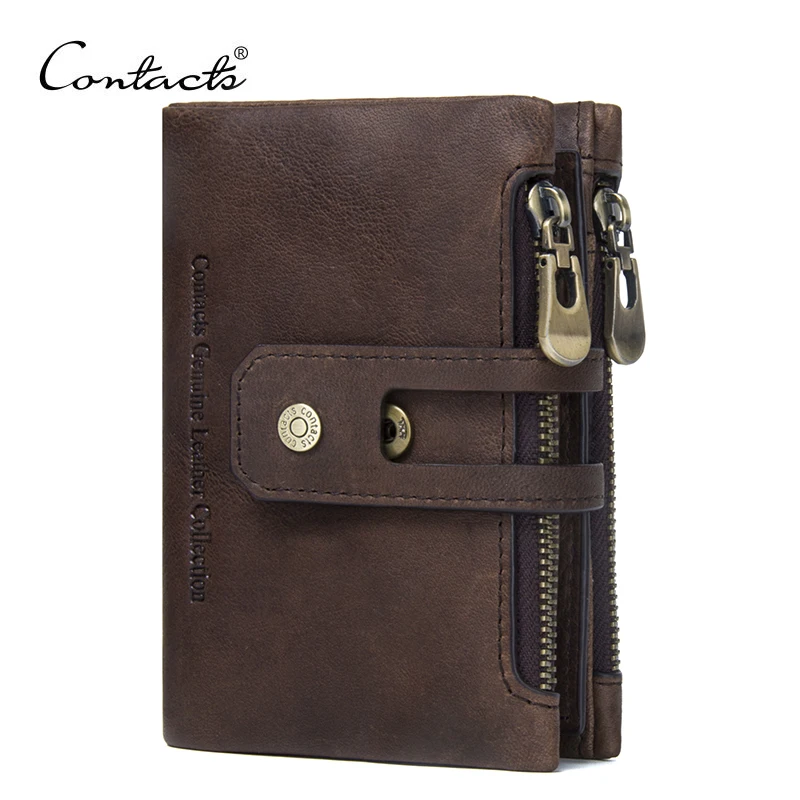 CONTACT S Genuine Leather Men Wallet Small Men Walet Zipper Hasp Male Portomonee Short font b