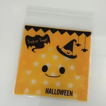 70x70 мм милый кот Тыква Дизайн Хэллоуин конфеты упаковка самоклеющиеся мыло пластиковые пакеты для печенья выпечки посылка