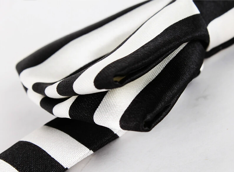 Elegant Black White Striped Bow Ties,GROOM WEDDING BOW TIES,Horizontal Stripes,Contrasting Color Bow Tie
