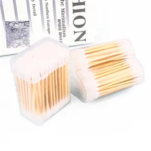 100 шт./пакет бамбуковые ватные палочки с двойной головкой ватные тампоны для медицинской чистки ушей деревянные палочки для макияжа медицинские инструменты тампоны Cotonet