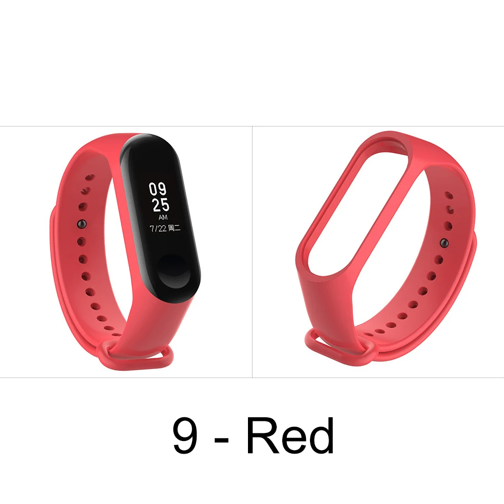 9 Red Ремешок для Xiaomi Mi Band 4 ремешок Смарт-аксессуары браслет для Xiaomi Mi band 4 ремешок Смарт-браслет Mi Band 3 Браслет 13 цветов - Color: 9 Red