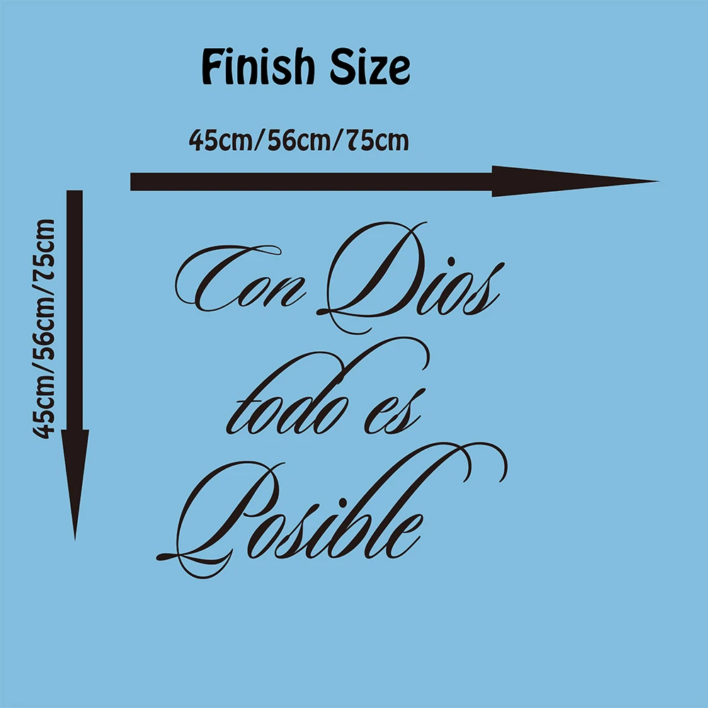 With God,everything is possible christian Spanish  Quote Wall Decal Con Dios todo es posible Bible Verse Wall Sticker Bedroom  (1)