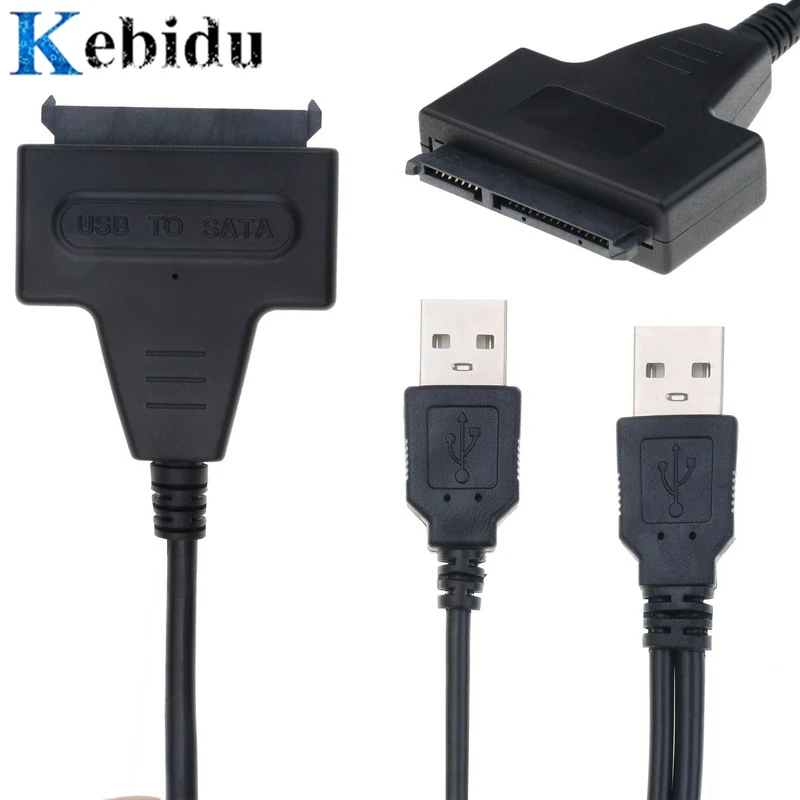 

kebidu Dual USB 2.0 To Sata Adapter Cables External Power 5.5mm For 2.5'' 3.5'' Ssd Hdd Hard Disk Drive Converter