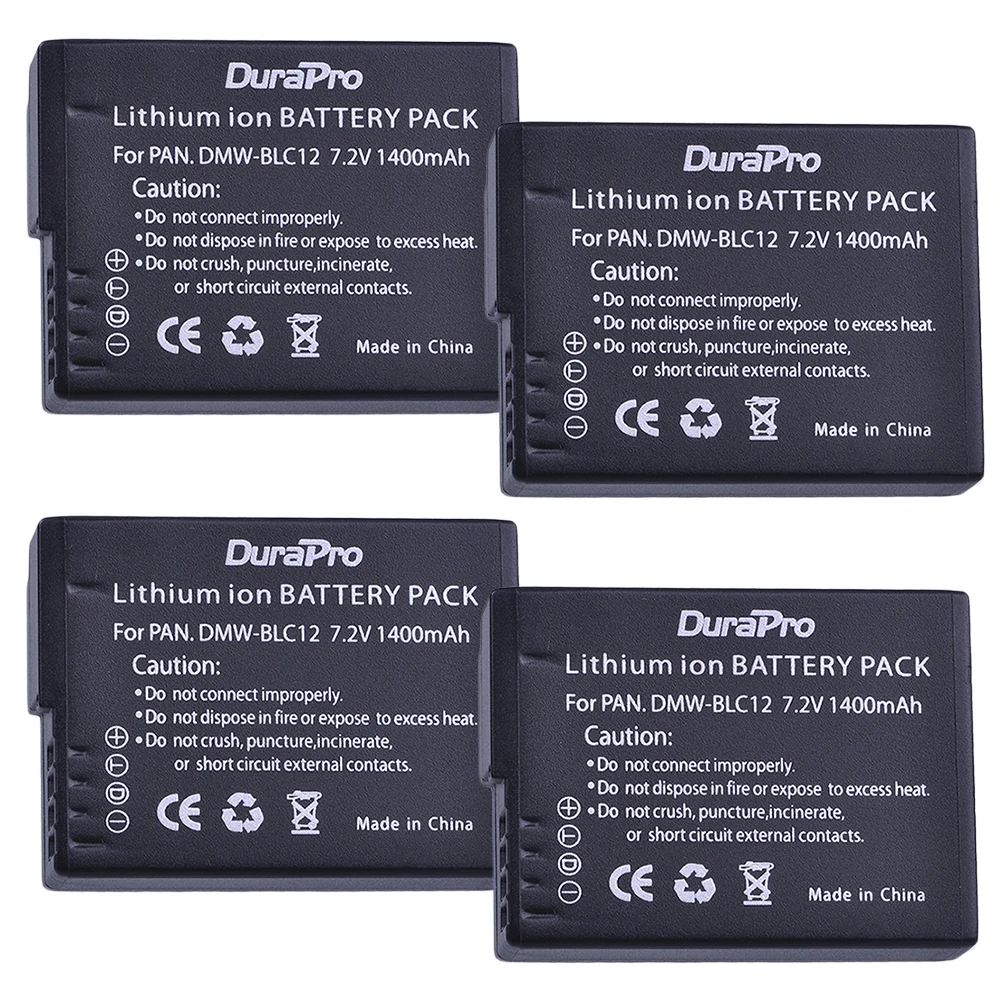 

DuraPro 4Pcs 1400mAh DMW-BLC12 DMW BLC12 BLC12PP BLC12E Replacement Camera Battery for Panasonic Lumix DMC-GH2 GH2GK DMC-GH2HK