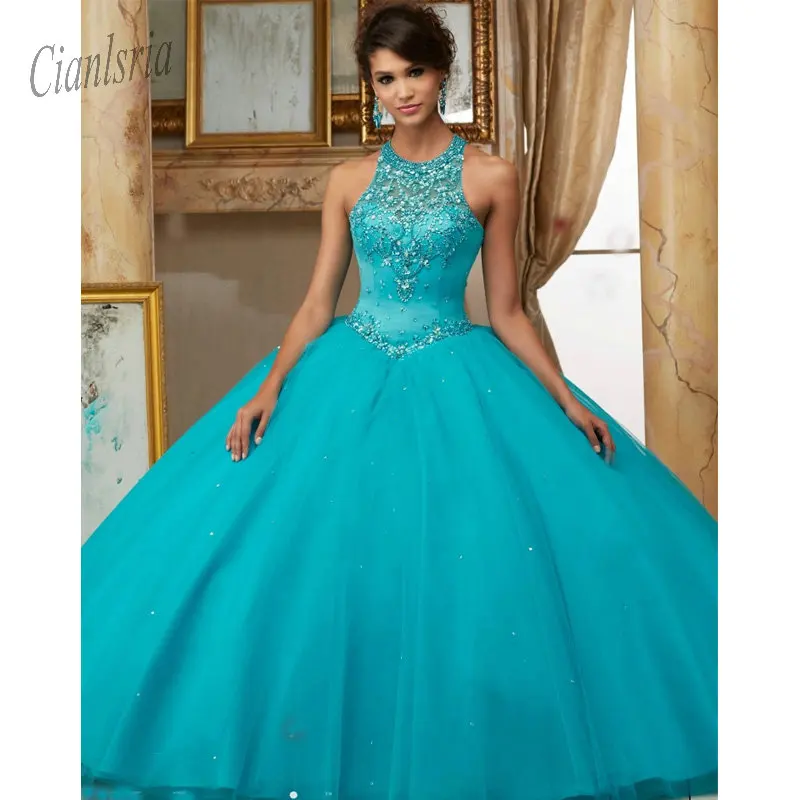 Роскошный с украшением в виде кристаллов с открытыми плечами Quinceanera платье Летний изящный с низким вырезом на спине платье принцессы бальное платье плюс Размеры