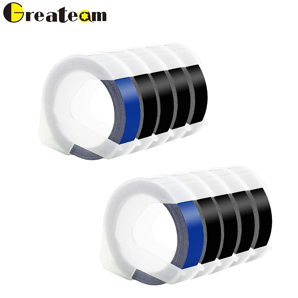 Greateam 10pcs 3D 9mm Mixed Colors DYMO Self-Adhesive Vinyl Embossing Tape for Organizer Xpress Pro Label Makers 1595 | Компьютеры и