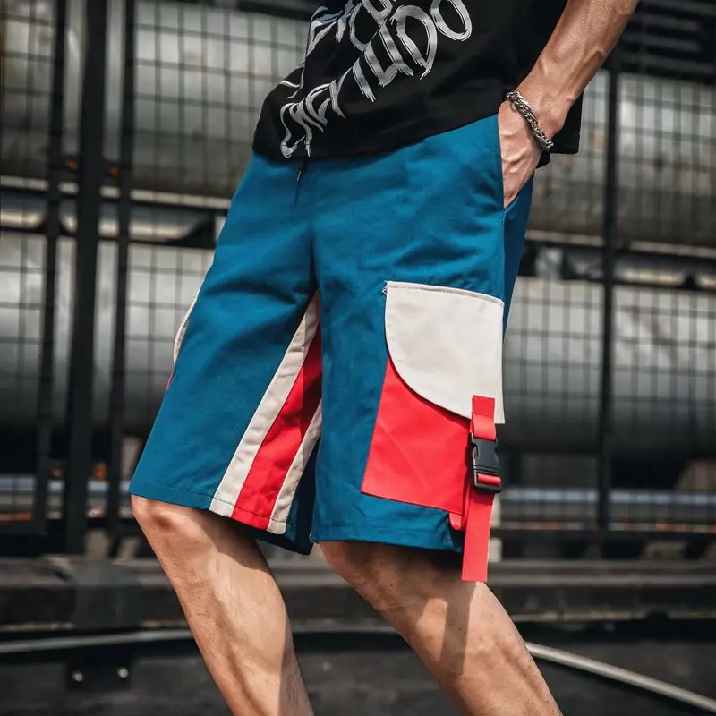 

ZY New Hip Hop Shorts Men Patchwork Multi Pocket Street Cargo Shorts Summer Knee Length Casual Short Pants Pantalon Corto Hombre