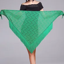 2017 Women Female Latin Dance Skirt Black Green Colors One Size Lace Tassel Skirt Latino Performance