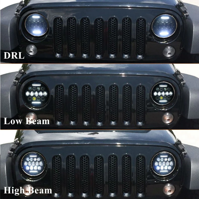 2pcs 75W 7 Inch LED Headlights with DRL And HiLO Beam For 07-14 Jeep Wrangler JK LJ CJ TJ Land Rover Defender 90&110        未标题-6
