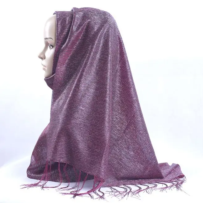 111 Новые модные блестящие шарфы с люрексом с кисточками Hijabs для женщин, металлические акценты, Длинные тюрбан,, 10 шт./партия, 70*170 см, 21 цвет - Цвет: 111