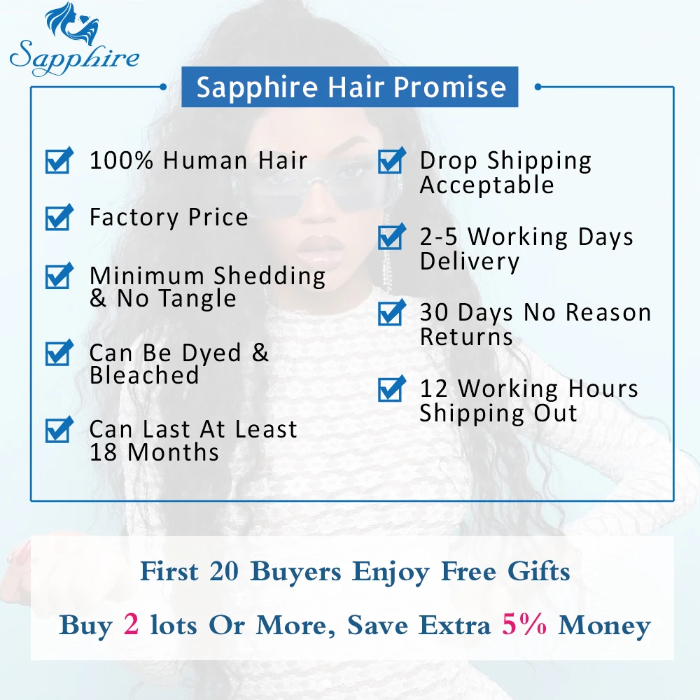 Sapphire Brazilian Hair Weave Bundles Body Wave Bundles With Frontal Human Hair 2/3 Bundles With Closure Frontal Hair Extension