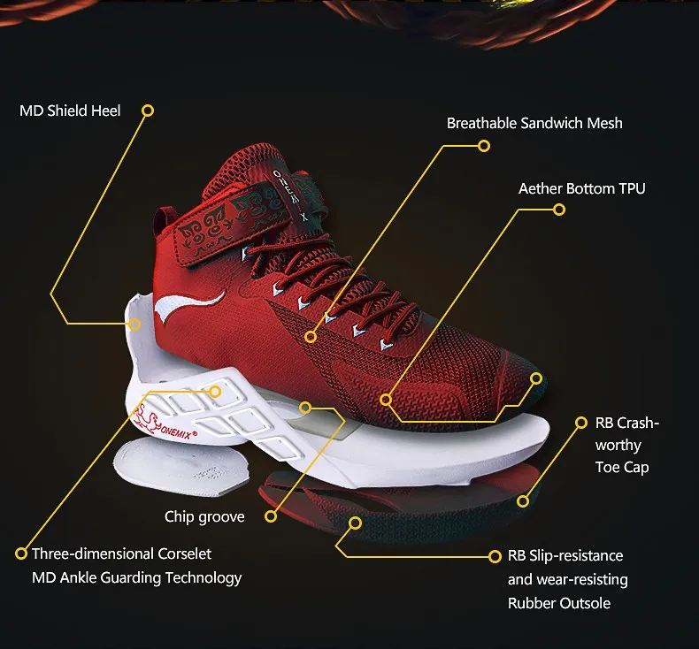 ONEMIX Newest Men Basketball Shoes 2016 Male Ankle Boots Anti-slip outdoor Sport Sneakers Plus Size EU 39-46 Free Shipping