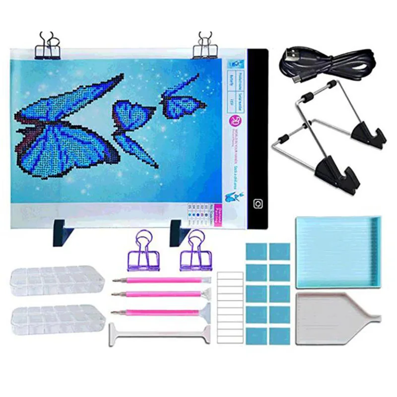 

Diamond Painting Tool Kits A4 LED Light Tablet Pad Multifunctional Dimmable Diamond Embroidery Storage Box BG61