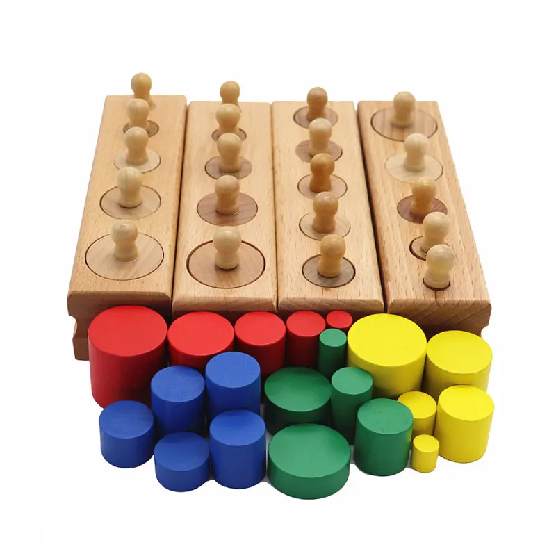 Montessori jouets éducatifs en bois pour enfants cylindre éducatif préscolaire jouet d'apprentissage précoce Montessori jouet YD2564H (lot de 4)