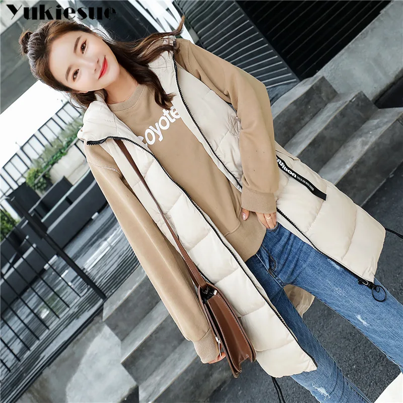 New winter thicken warm cotton down vest for women fashion loose version long sleeveless coat women's veste femme ladies