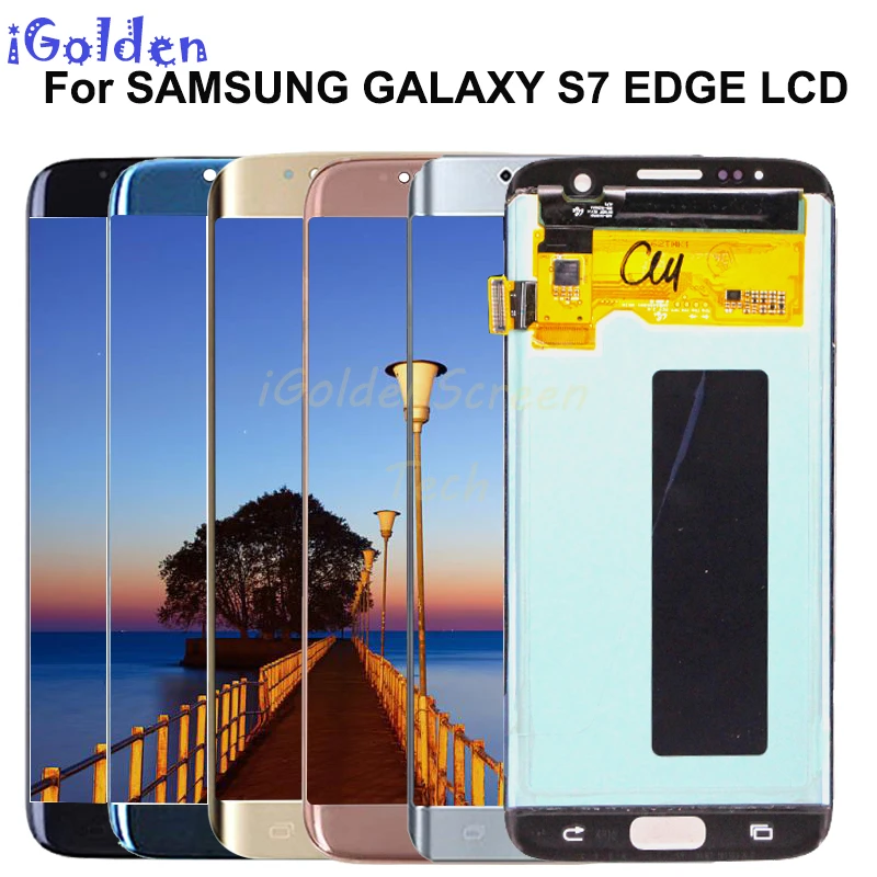 ЖК-дисплей с рамкой для SAMSUNG GALAXY S7 EDGE G935 G935F сенсорный экран дигитайзером в сборе