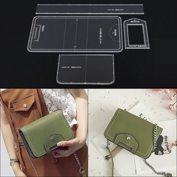 

Acrylic Stencil Leather Handmade Craft women`s shoulder bag Sewing Pattern Template Sewing accessories with holes18.5x13x6cm