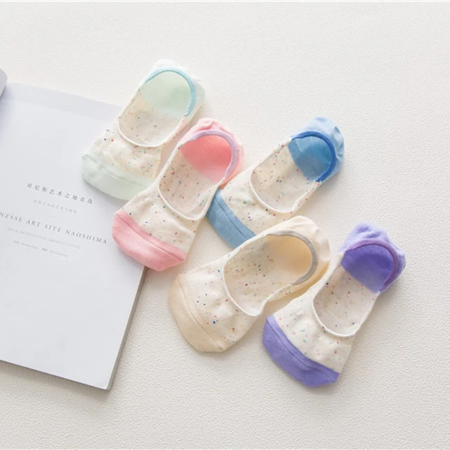 2018 New  Womens Socks Point Style Invisible Socks Women's Short Sock Slippers Summer Thin Non-slip Boat Socks Women 1