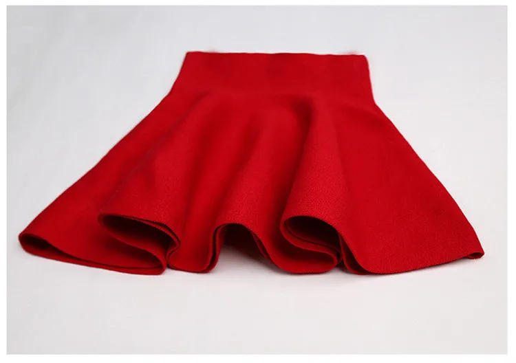 3-12 y children skirts girls mini black pleated skirt for girl spring autumn elastic knitted skirts red teen 10 12 years clothes (14)