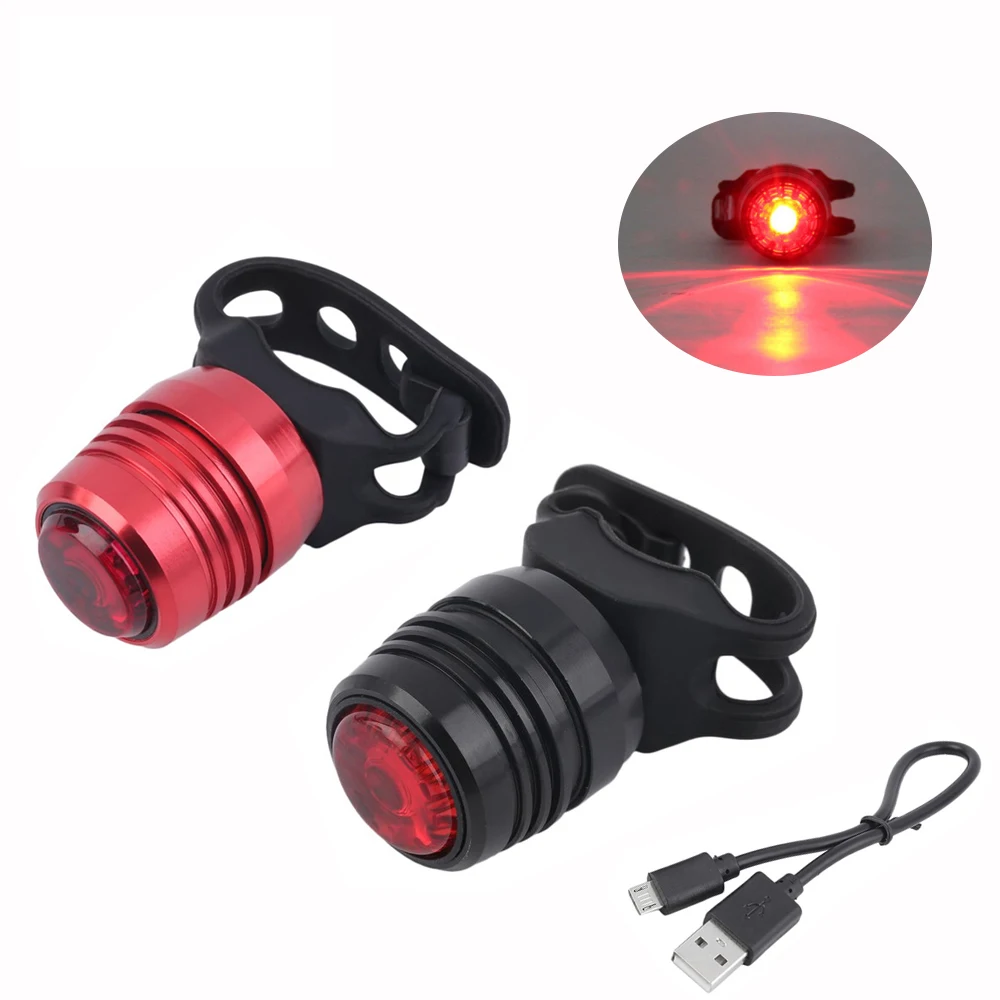 

USB Rechargeable 3-Mode Bike Tail Lamp waterproof Bicycle indicator Rear helmet Warning Red safety Light Aluminum alloy Silicone