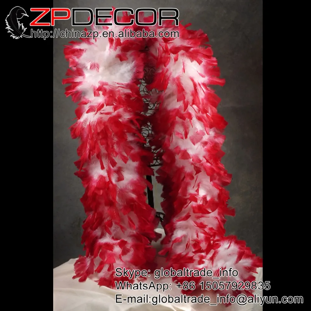 white withe red turkey feathers boa