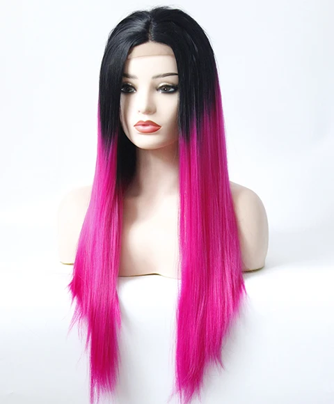 long straight ombre pink wig-11