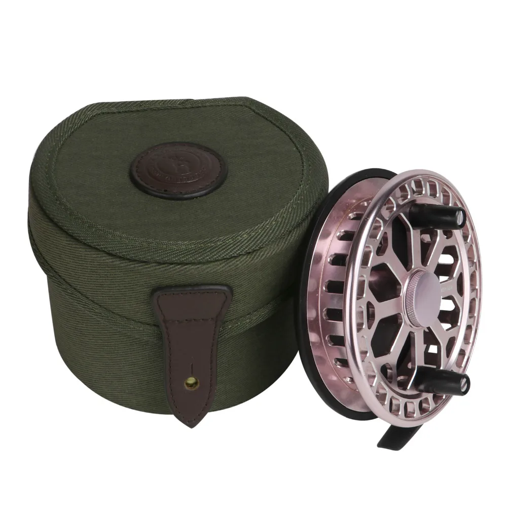 Tourbon Classic Canvas Fly Fishing Reel Case Storage Reel Shaft Box