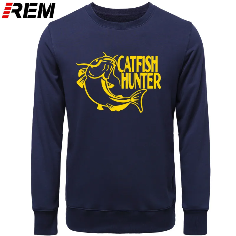 NAVY YELLOW Худи rem Fish Catfish Hunter с принтом рыбацких рыбаков унисекс Мужские повседневные хлопковые топы Толстовки, Толстовки - Цвет: NAVY YELLOW