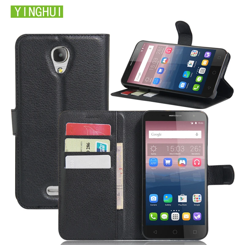 Кожаный чехол для телефона винтажный Чехол-кошелек Alcatel POP 4 5051D защитный