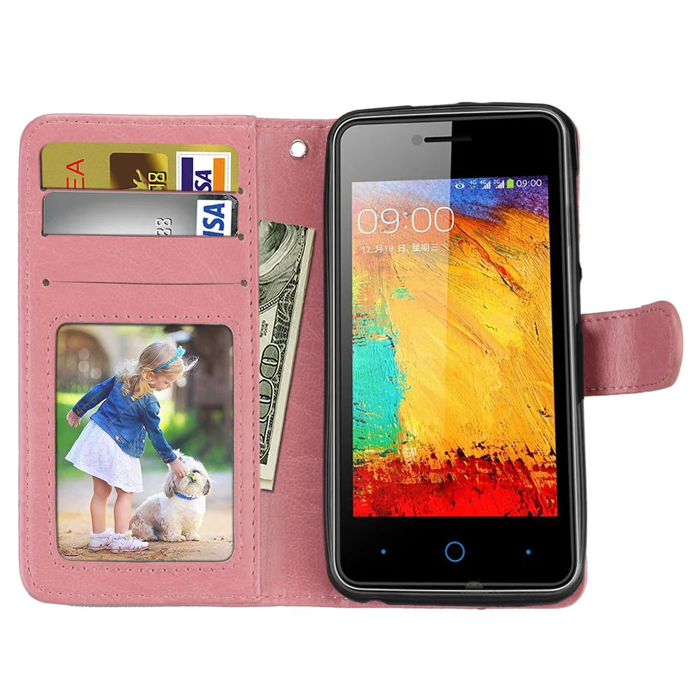 Pink Чехол для zte Blade AF3 A3 A 5 A5 pro, Роскошный чехол в стиле ретро из искусственной кожи, флип-чехол для телефона, чехлы для zte Blade a5, стильный кошелек, деловой чехол - Цвет: Pink