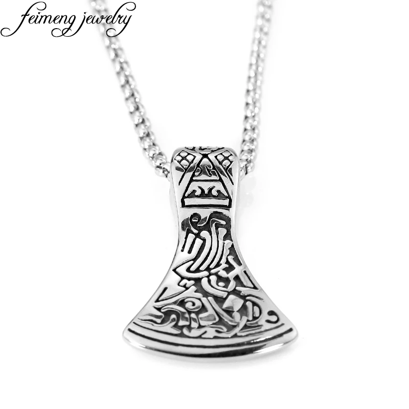 Vintage Norse Viking Ax Pendant Men's Scandinavian Retro Silvery Axe Necklace Thor Odin Loki Asgard Jewelry | Украшения и