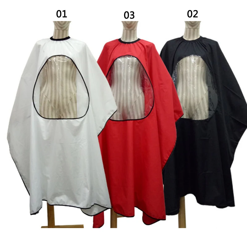 

146cm*120cm Salon Hair Barber Waterproof Cape Wrap Hairdressing Styling Cutting Gown Apron with Viewing Window Oval Clear Cover