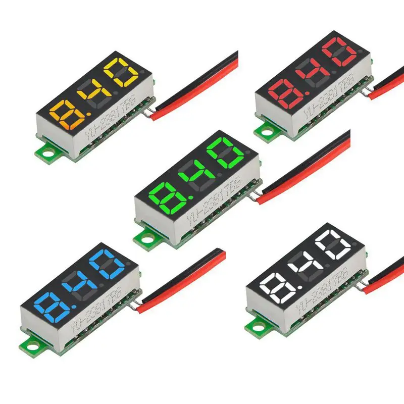 BMBY-5pcs Мини цифровой вольтметр постоянного тока 0,28 дюймов двухпроводная 2,5 V-30 V Мини цифровой вольтметр постоянного тока Напряжение метр тестер, 5 цветов