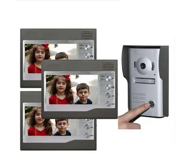 

ZHUDELE Home CCTV 7 Inch Color TFT LCD Video Doorphone Door Bell Intercom IR Outdoor Camera 1camera+3monitors