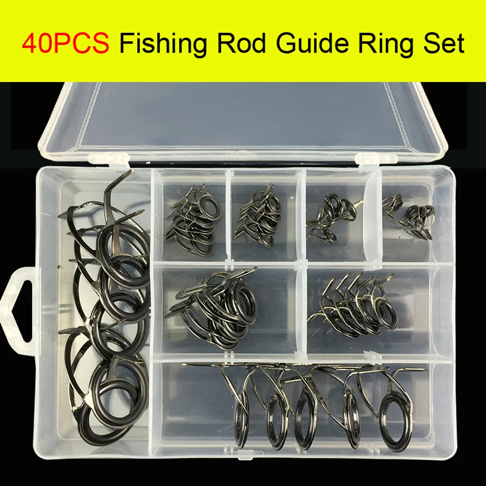 

WALK FISH 40pcs Sea Fishing Accessories Steering Guide Ring Set & Stainless Steel + Ceramic Circle Fishing Rod Repair Tool