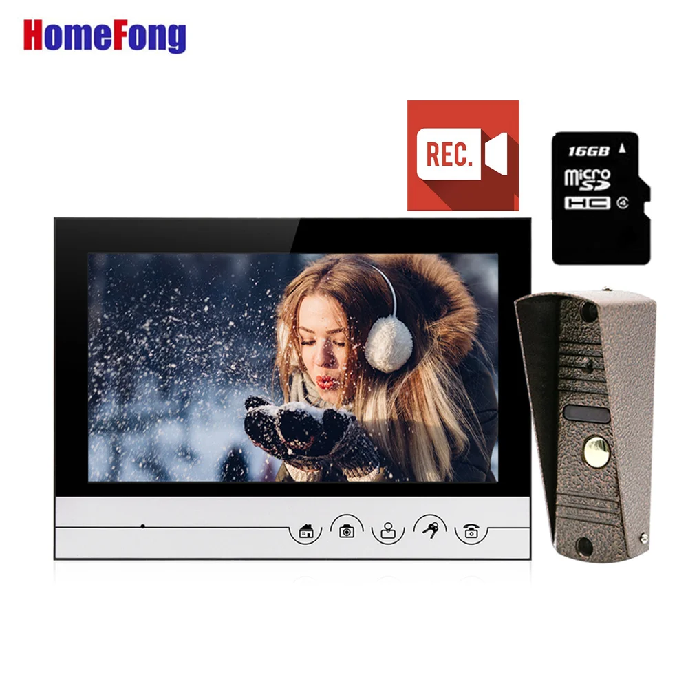 

Homefong 9 inch Record Video Doorbell Intercom Waterproof Camera Wired Visual Outdoor Station SD Card Support Unlock