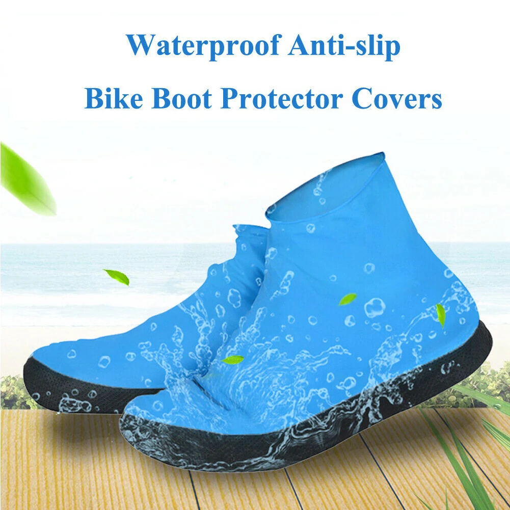 1Pair Outdoor Waterproof Emulsion Anti Rain Foot Wear Protective Shoe Cover Thick Sole Travel Accessories Elastic Cycling