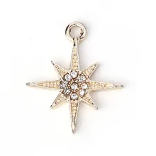 Doreen Box, цинковый сплав, галактика, подвески, звезда, золотой цвет, прозрачные стразы для изготовления ювелирных изделий, 25 мм(") x 21 мм(7/8"), 10 шт