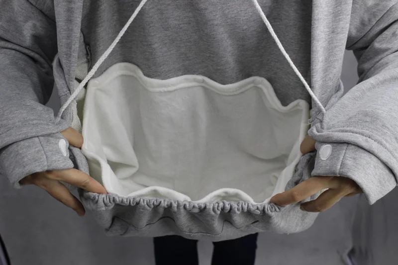 Large Pocket Mewgaroo Hoodie Cat Dog Pet Pouch Unisex Cute Ear Hoodies