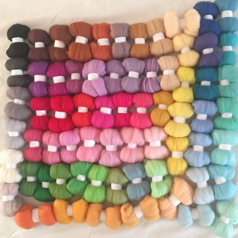 

WFPFBEC 5G/BAG 67 COLORS 70S DIY WOOL FOR FELTING WOOL FIBER set wool roving in needles