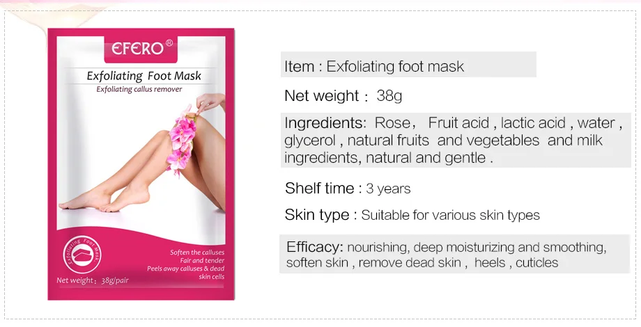 Efero/1 пара детских пилингов для ног, восстанавливающая отшелушивающая маска для ног, удаляющая омертвевшую кожу, кутикулы, педикюрные носки, розовая эссенция, маска для ног ZM25