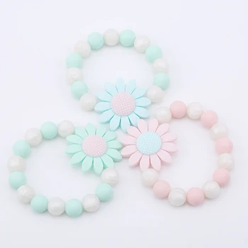 

Silicone Baby Pacifier Bead Teething Chewable Newborn Nursing Teether Flower Shaped Beads Bracelet Teething Necklace Accessories