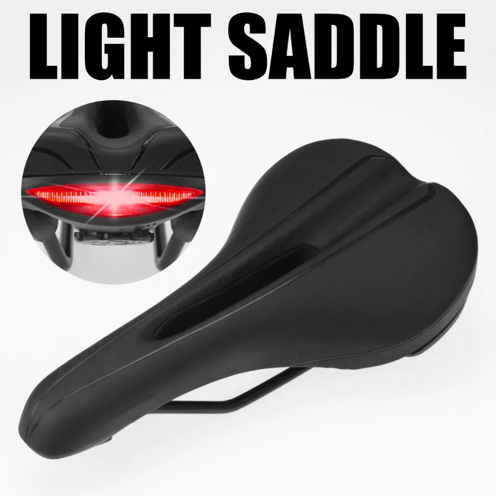 MTB PVC Bike Saddle With Tail Light Leather Road Bike Saddle For Men