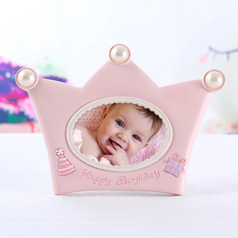 В форме короны фоторамка розовая рамка для детских фотографий синие фотофоны мальчик девочка подарок на день рождения, декор ElimElim