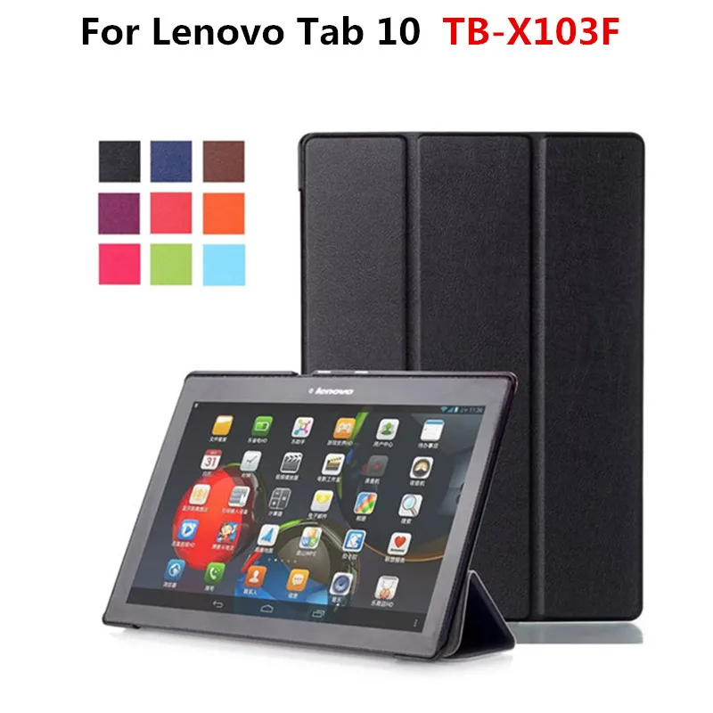 Baratos Lujo plegable ultra delgado folio cubierta protectora pu Funda de cuero para Lenovo TAB 10 tb x103f x103f 10.1   Tablets PC funda