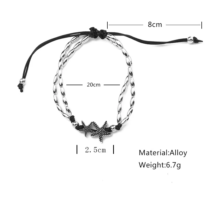 Летние Бусины Кулон ножной браслет цепочка лодыжки Морская звезда браслет Шарм двойной цепной браслет пляж Винтаж ноги ювелирные изделия