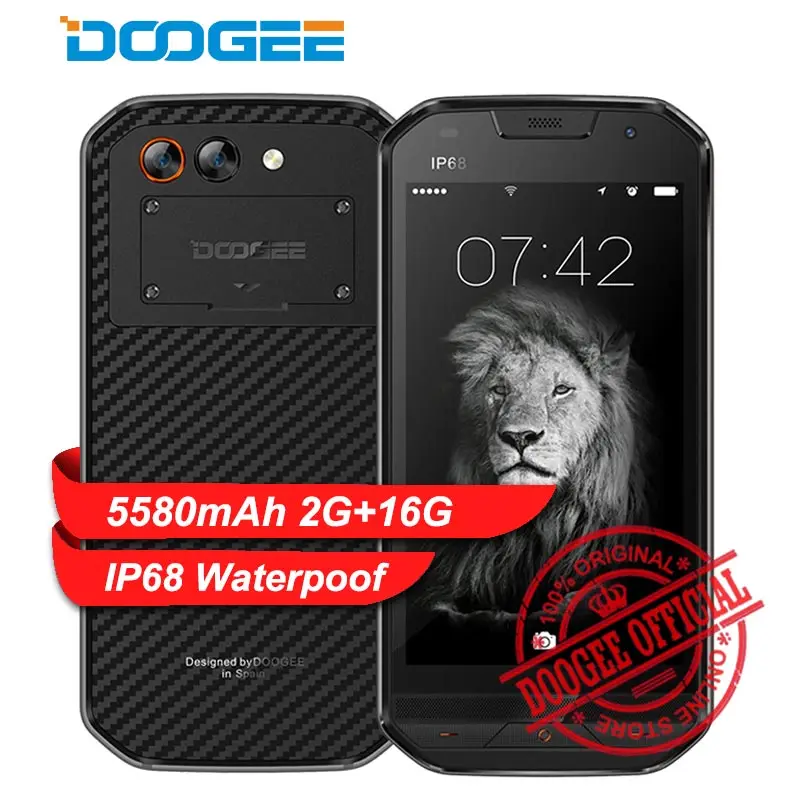 DOOGEE S30 IP68 Водонепроницаемая двойная задняя камера для смартфона 5580 мАч Быстрая зарядка 5," HD MTK6737 Android 7,0 2 ГБ+ 16 Гб 8 Мп отпечаток пальца