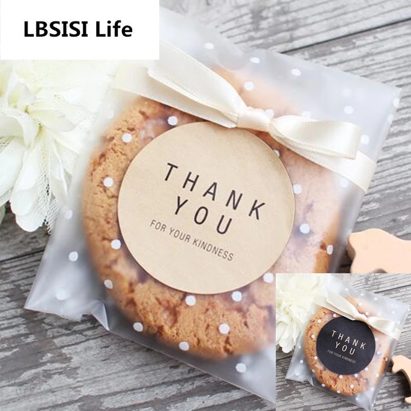 

LBSISI Life 512pcs Thank You Round Self Adhesive Kraft Paper Stickers Hand Made Packing Bags Gift Child Stationery Stickers
