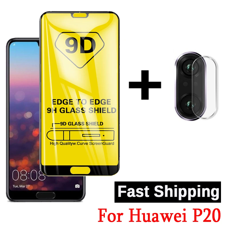 

2-IN-1 9D For Huawei P30 P30pro Tempered Glass Full Glue & Camera Lens Film On Huawey Huawai P30 P 30 Pro Screen Protector